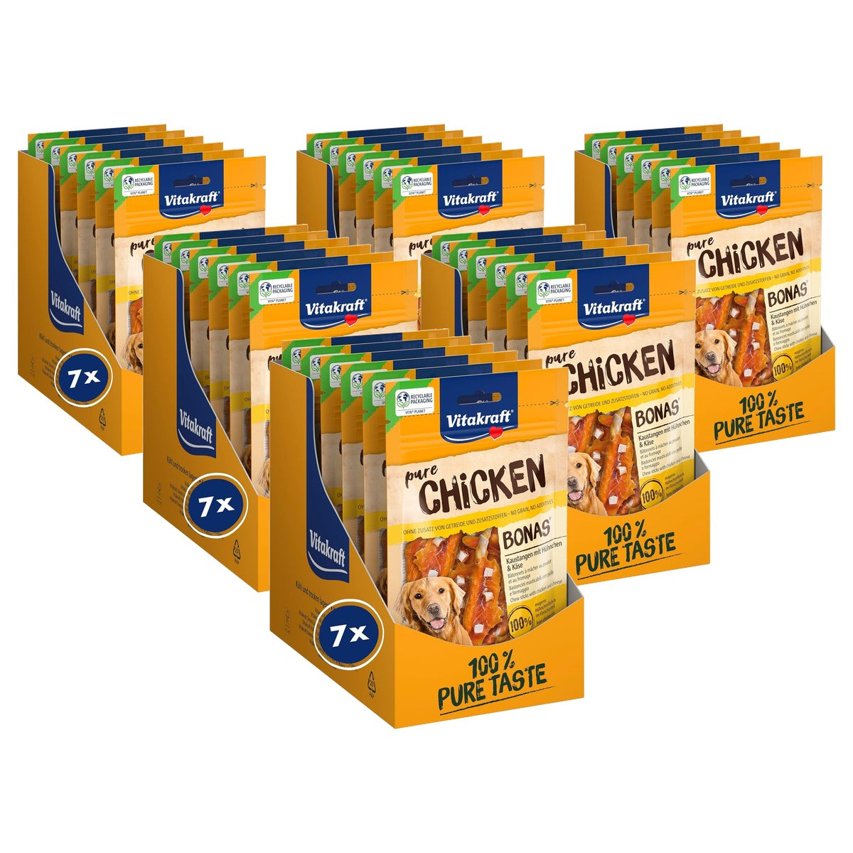 Vitakraft Pure Chicken Bonas hondensnack kip en kaas 7 x 80 g - 6-pack