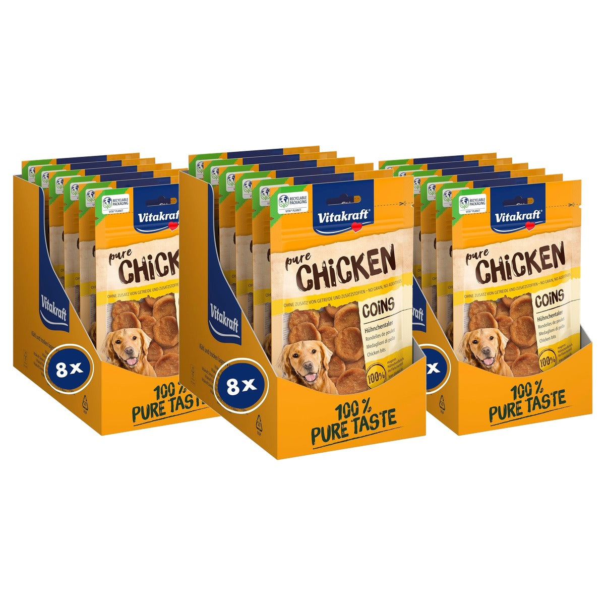 Vitakraft Pure Chicken Coins hondensnack kip 8 x 80 g - 3-pack