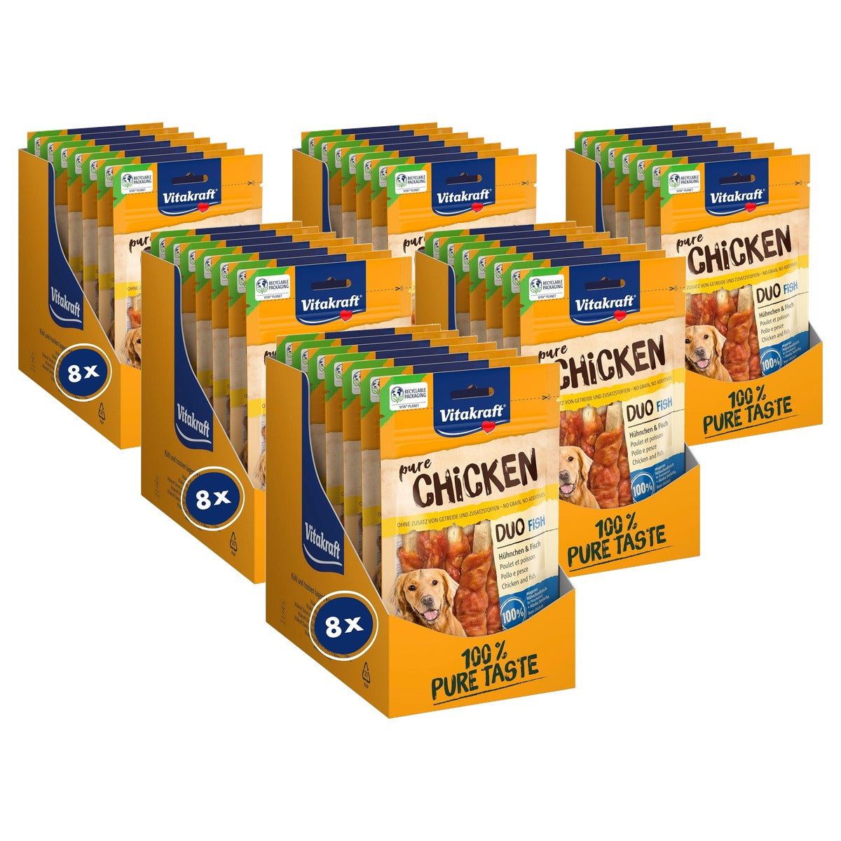 Vitakraft Pure Chicken Duo Fish hondensnack kip en vis 8 x 80 g - 6-pack