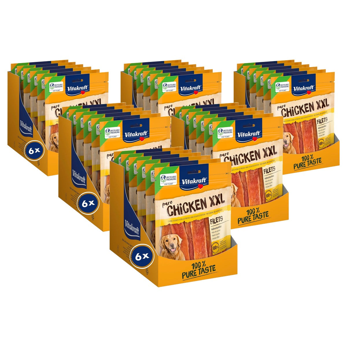 Vitakraft Pure Chicken XXL Filets hondensnack kip 6 x 250 g - 6-pack