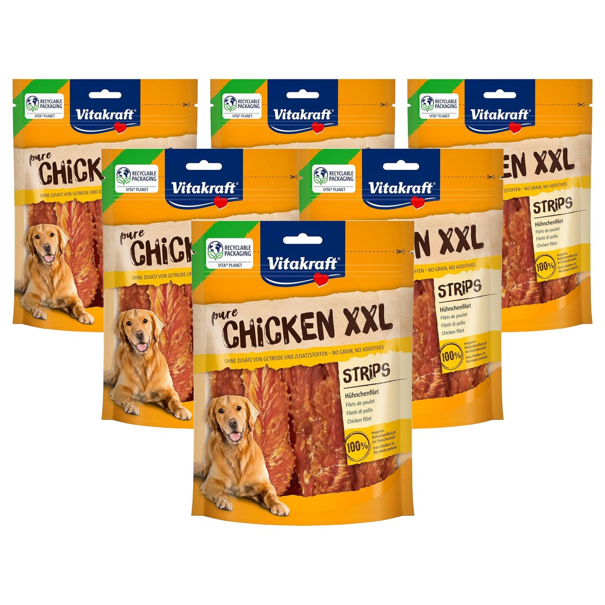 Vitakraft Pure Chicken XXL Strips hondensnack kip 1 x 250 g - 6-pack