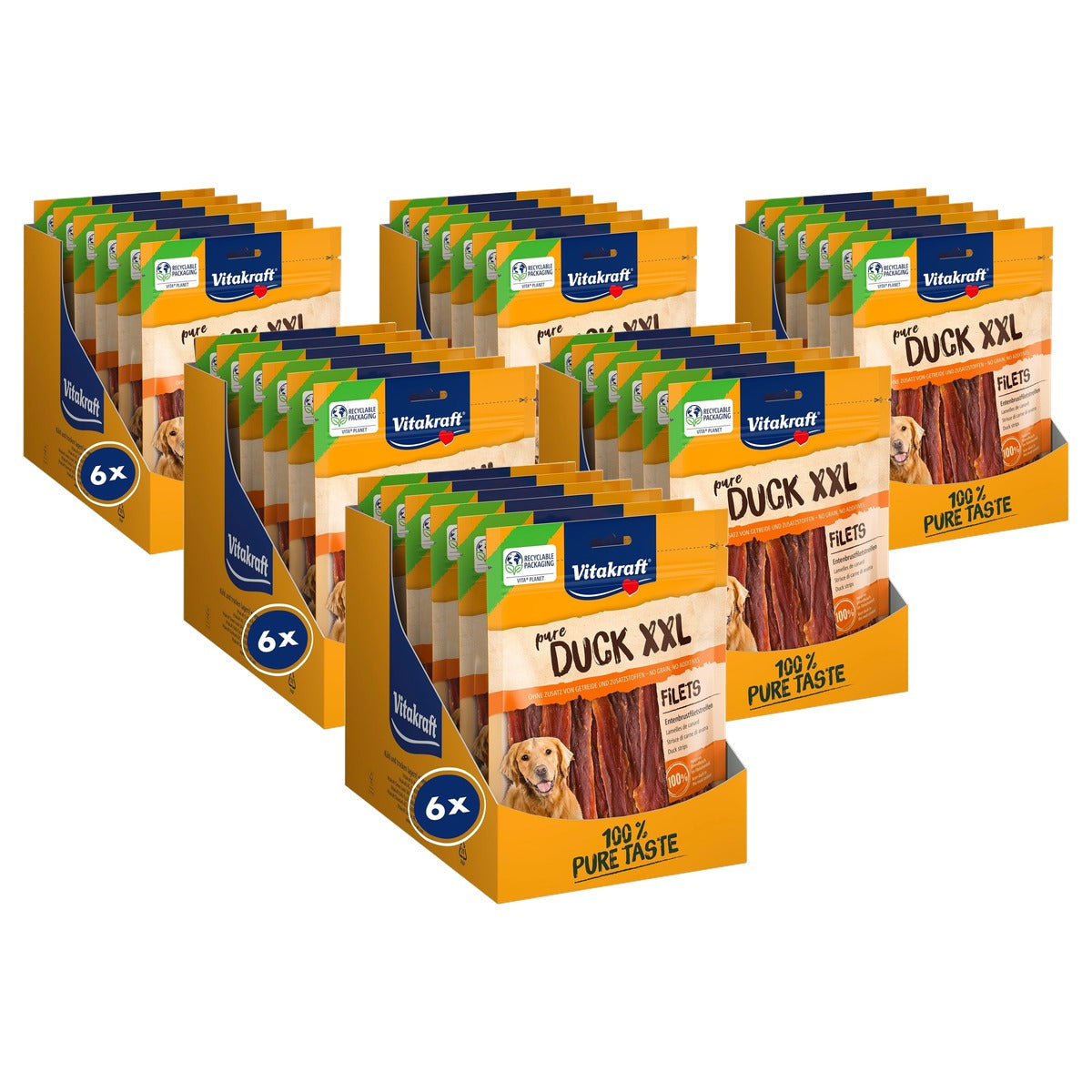 Vitakraft Pure Duck XXL Filet hondensnack eend 6 x 250 g - 6-pack