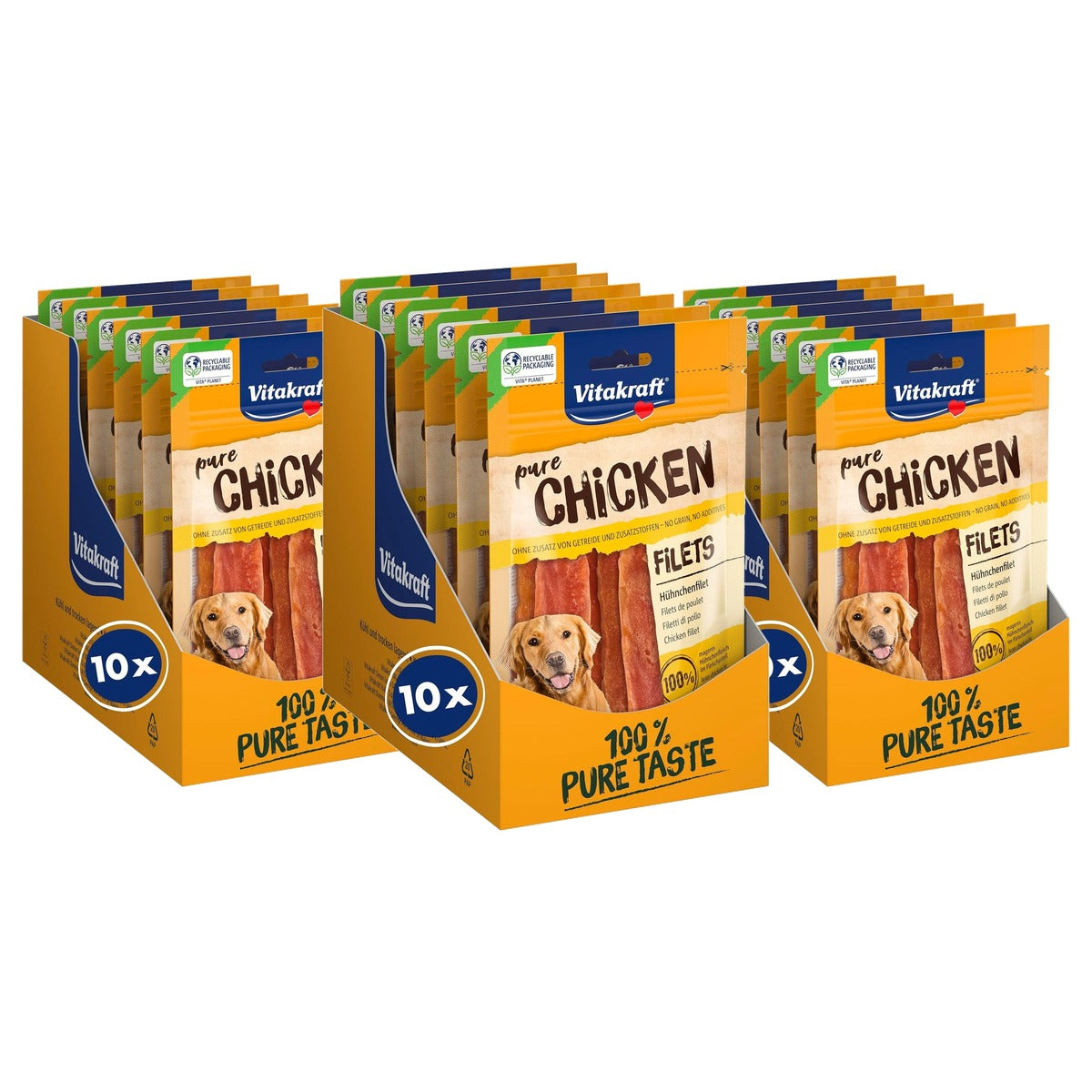 Vitakraft Pure Kippenfilets hondensnack kip 10 x 80 g - 3-pack