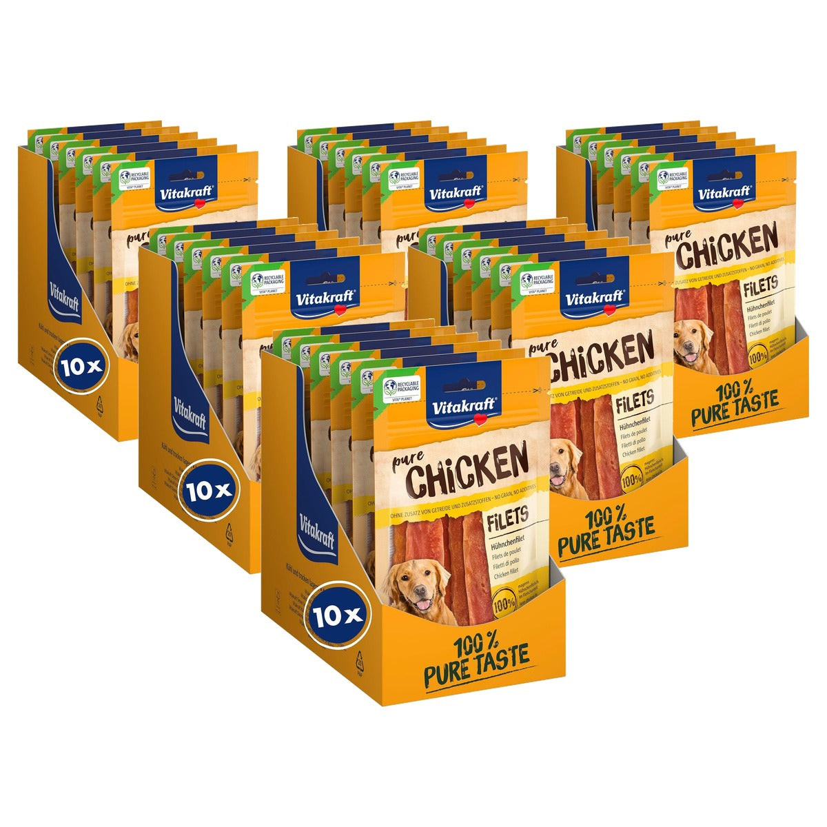 Vitakraft Pure Kippenfilets hondensnack kip 10 x 80 g - 6-pack
