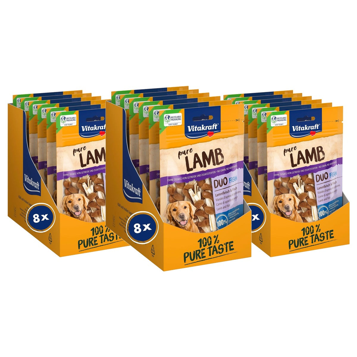 Vitakraft Pure Lamb Duo Fish Hondenlekkernijen 8 x 80 g - 3-pack
