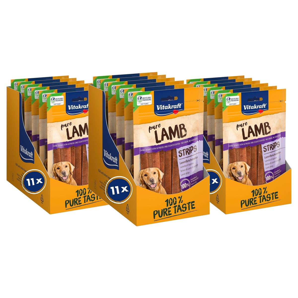 Vitakraft Pure Lamb Strips hondensnack lam 11 x 80 g - 3-pack