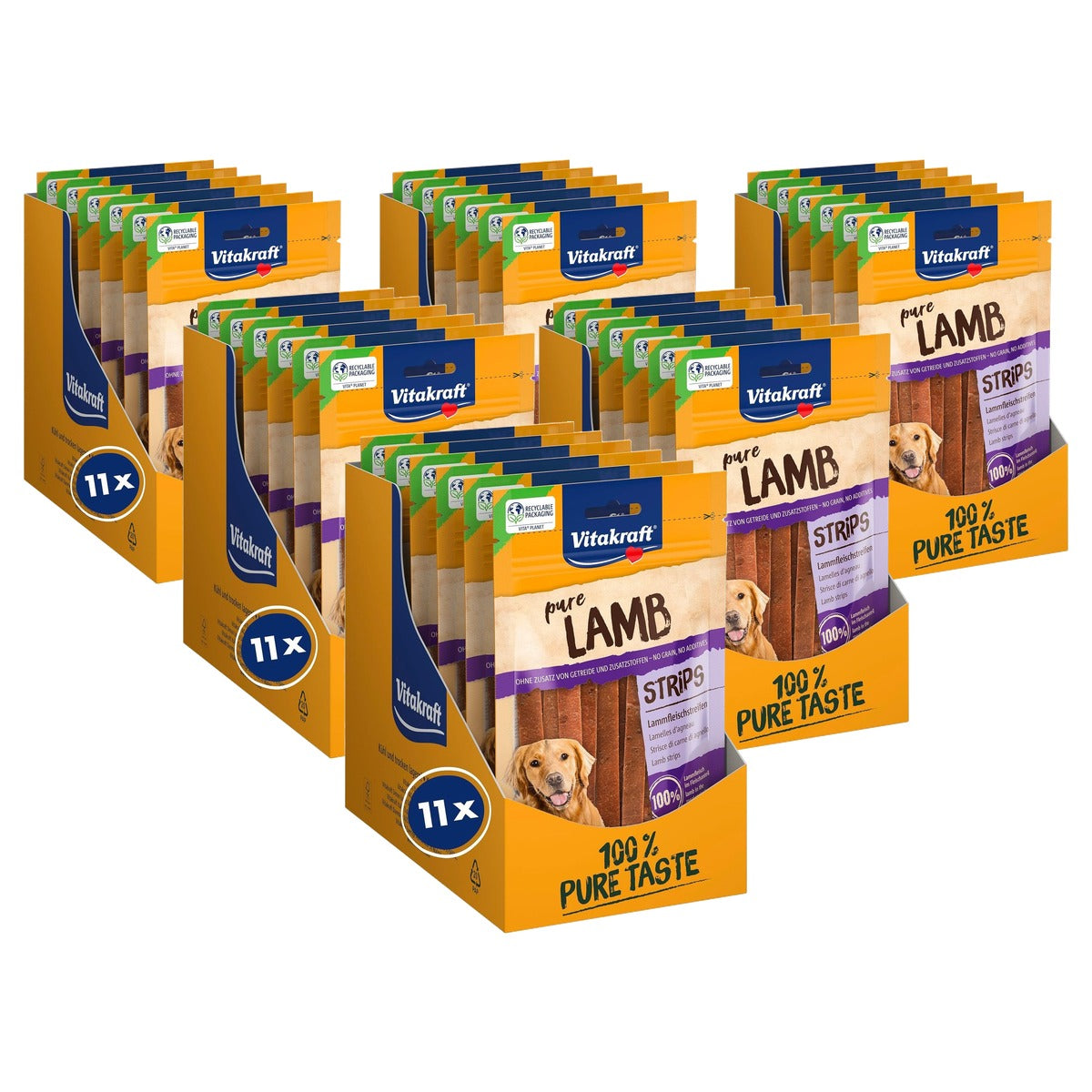 Vitakraft Pure Lamb Strips hondensnack lam 11 x 80 g - 6-pack