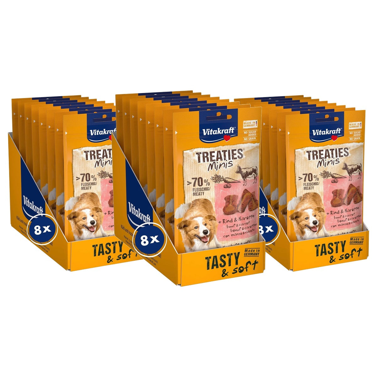 Vitakraft Treaties Minis hondensnack rund & wortel 8 x 48 g - 3-pack