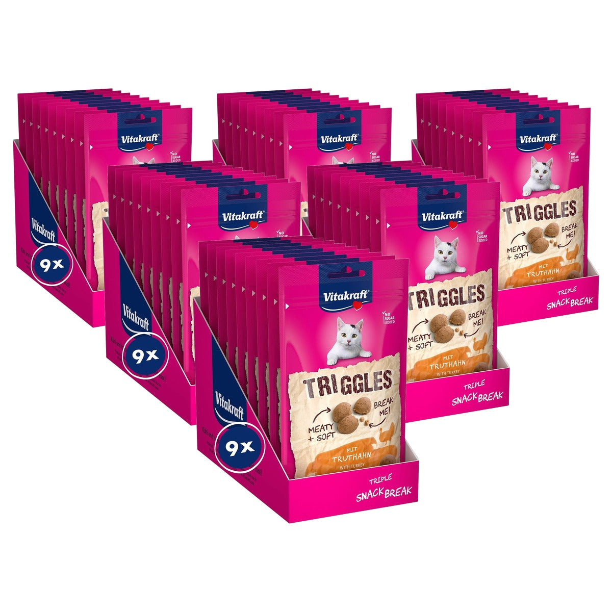 Vitakraft Triggles kattensnack kalkoen 9 x 40 g - 6-pack