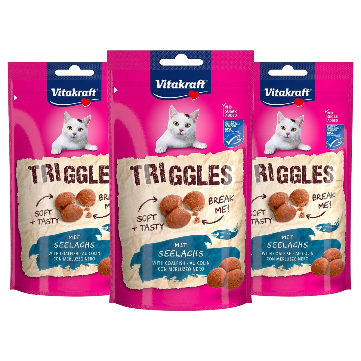 Vitakraft Triggles kattensnack koolvis 1 x 40 g - 3-pack
