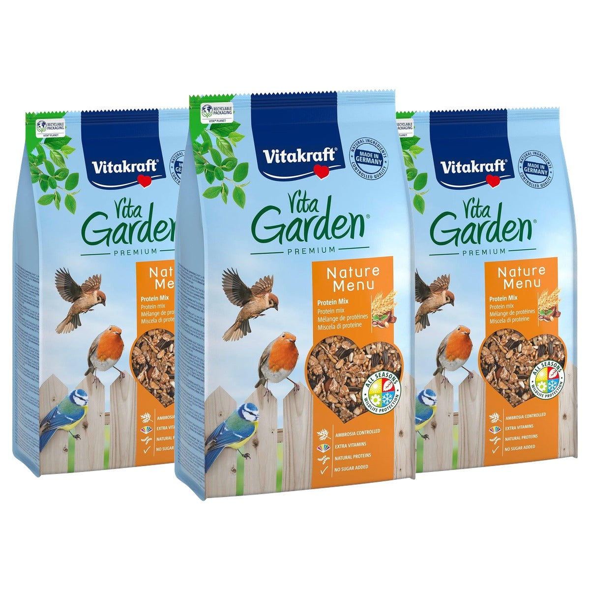 Vitakraft Vita Garden vogelvoer wilde vogels 1 x 1 kg - 3-pack