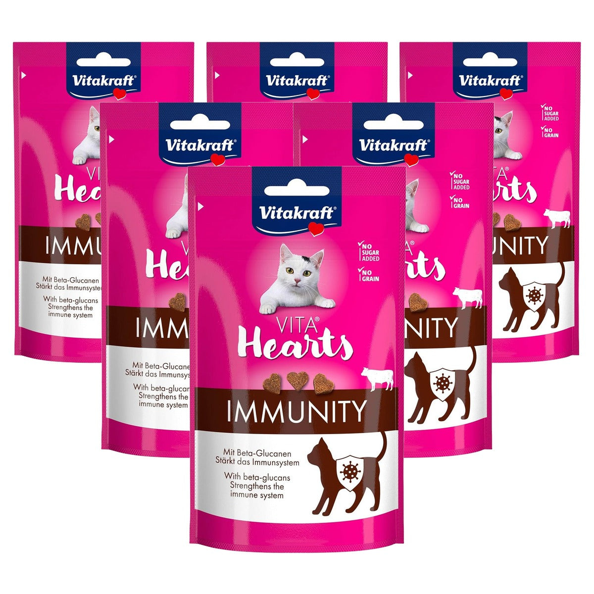 Vitakraft Vita Hearts Immunity kattensnack rundvlees 1 x 40 g - 6-pack