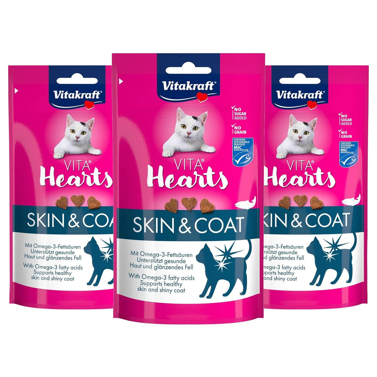 Vitakraft Vita Hearts kattensnack zalm 1 x 40 g - 3-pack