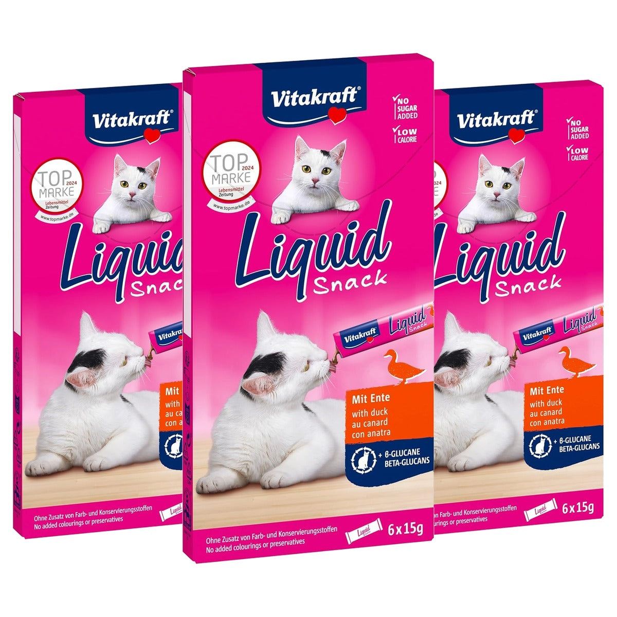 Vitakraft Vloeibare Kattensnack Eend met Bèta-glucanen 6 zakjes - 3-pack