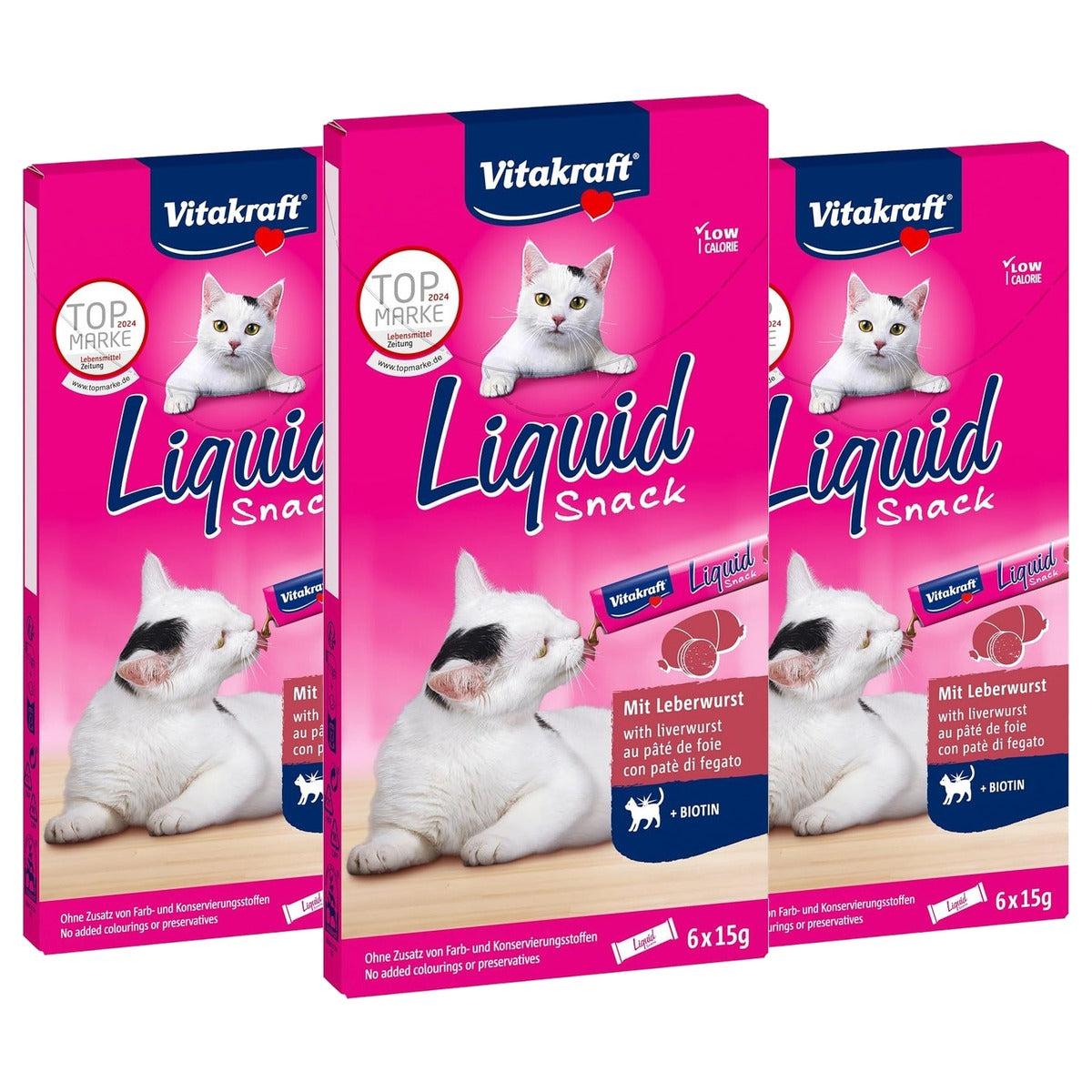 Vitakraft Vloeibare Snack kattensnack leverworst 6 x 15 g - 3-pack
