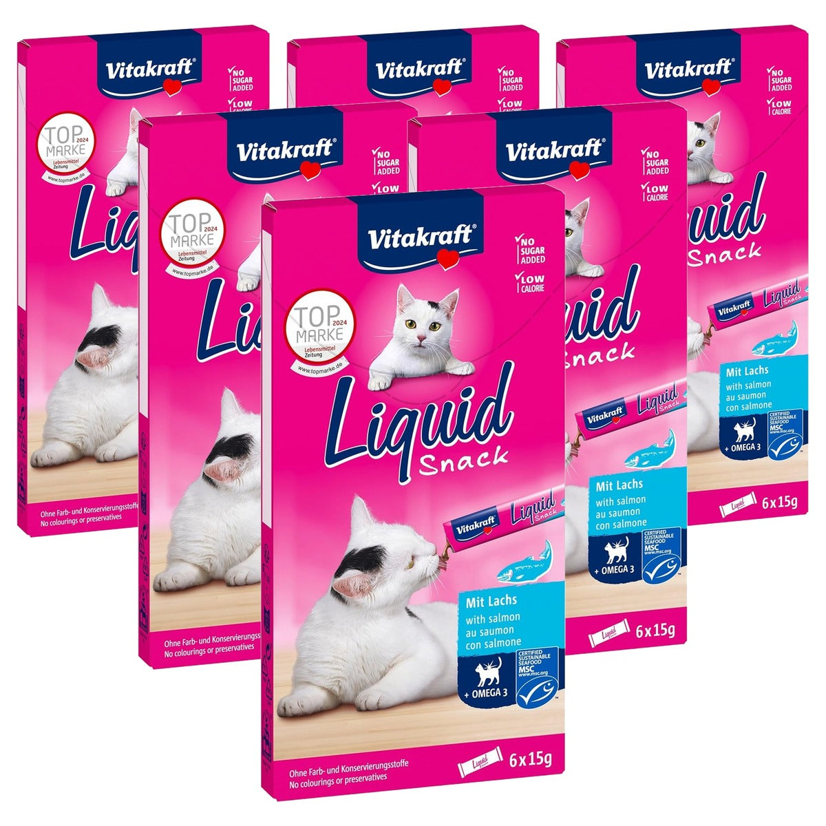 Vitakraft Vloeibare Snack kattensnack zalm 6 x 15 g - 6-pack