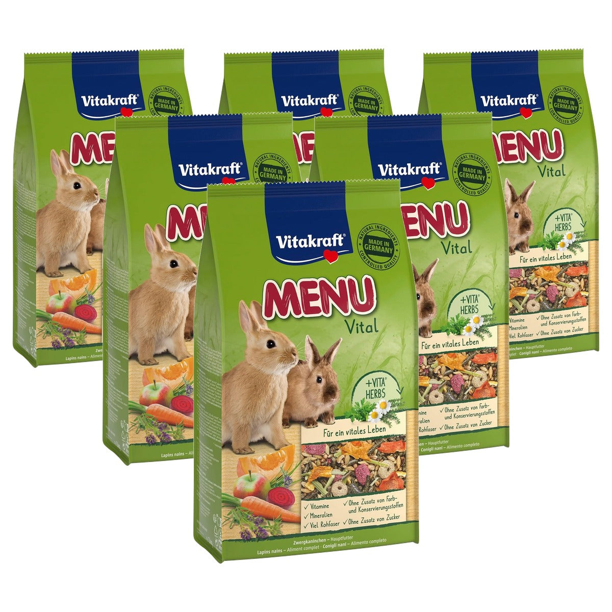 Vitakraft Voeding voor dwergkonijnen knaagdiervoer 1 kg - 6-pack
