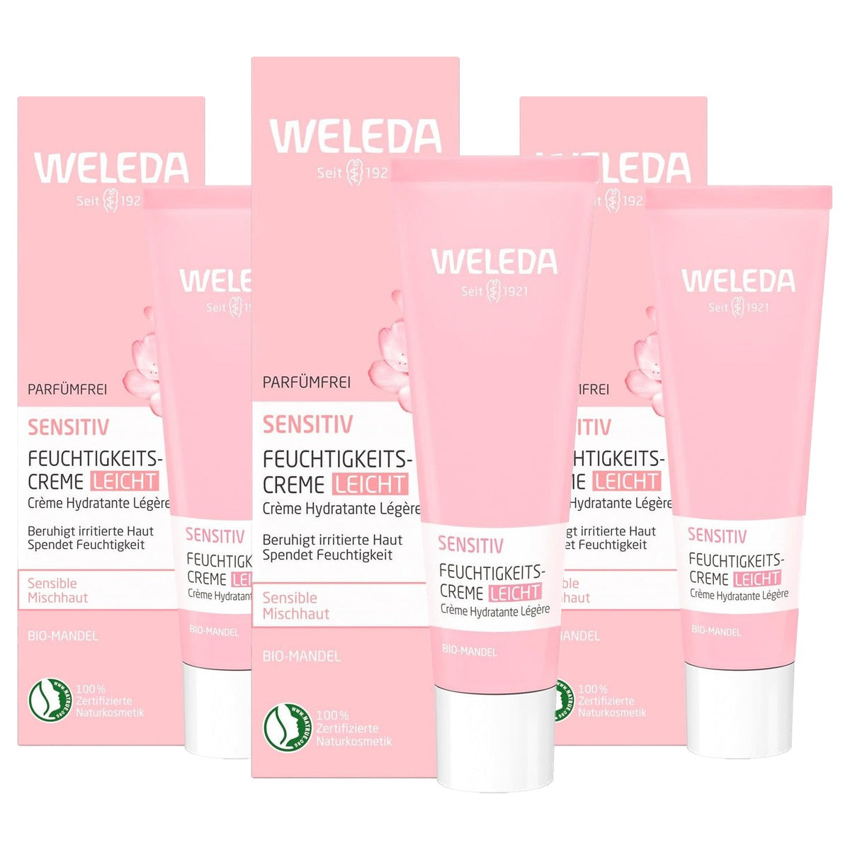 Weleda Amandel Verzachtende Gezichtscrème Light 30 ml - 3-pack