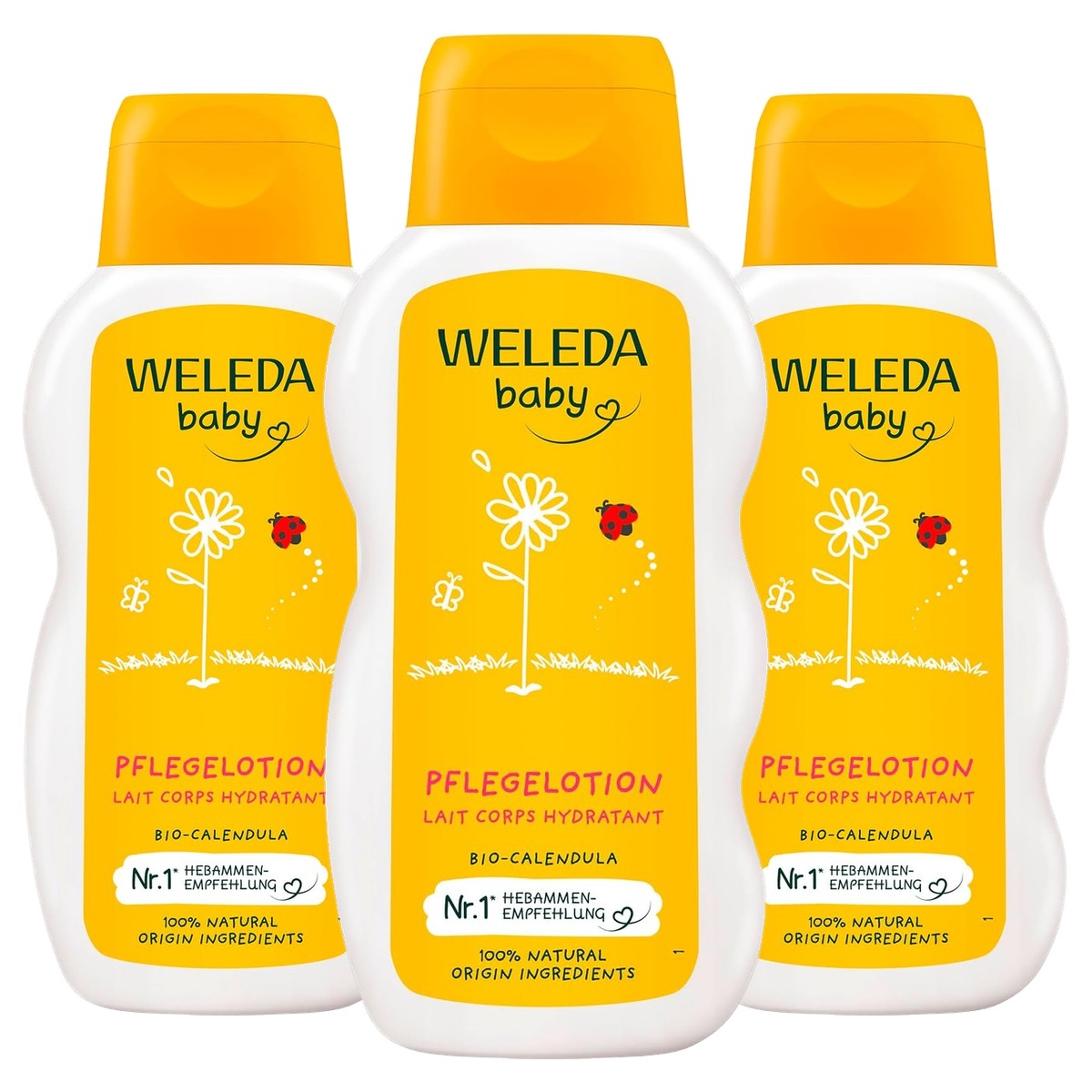 Weleda Baby Calendula Verzorgingsmelk 200 ml Gevoelige Huid - 3-pack