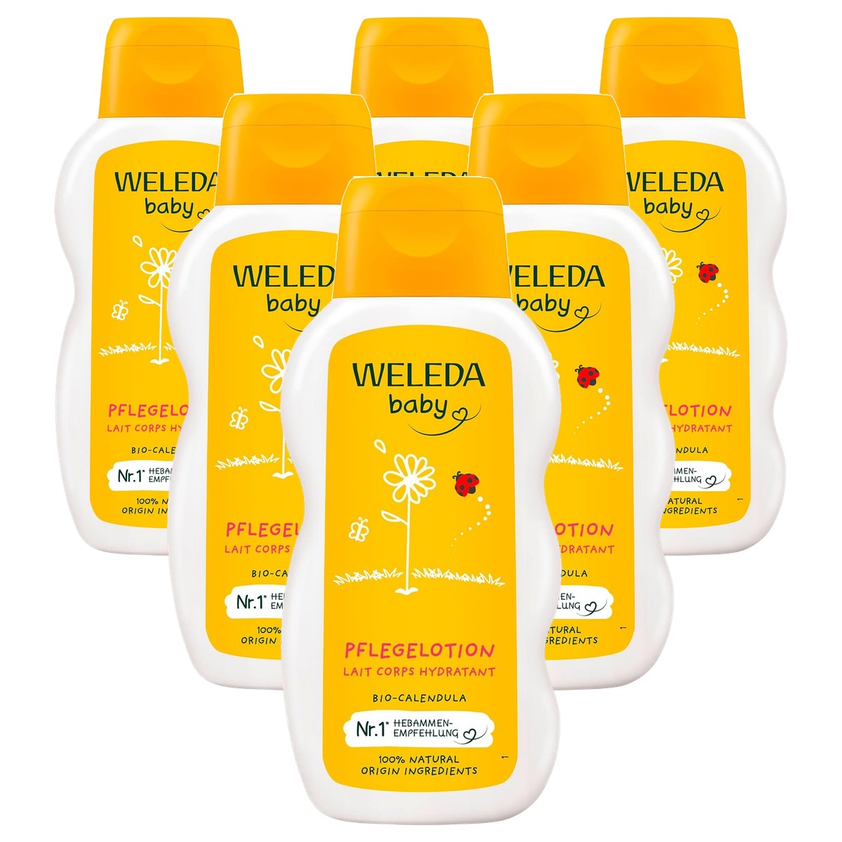Weleda Baby Calendula Verzorgingsmelk 200 ml Gevoelige Huid - 6-pack