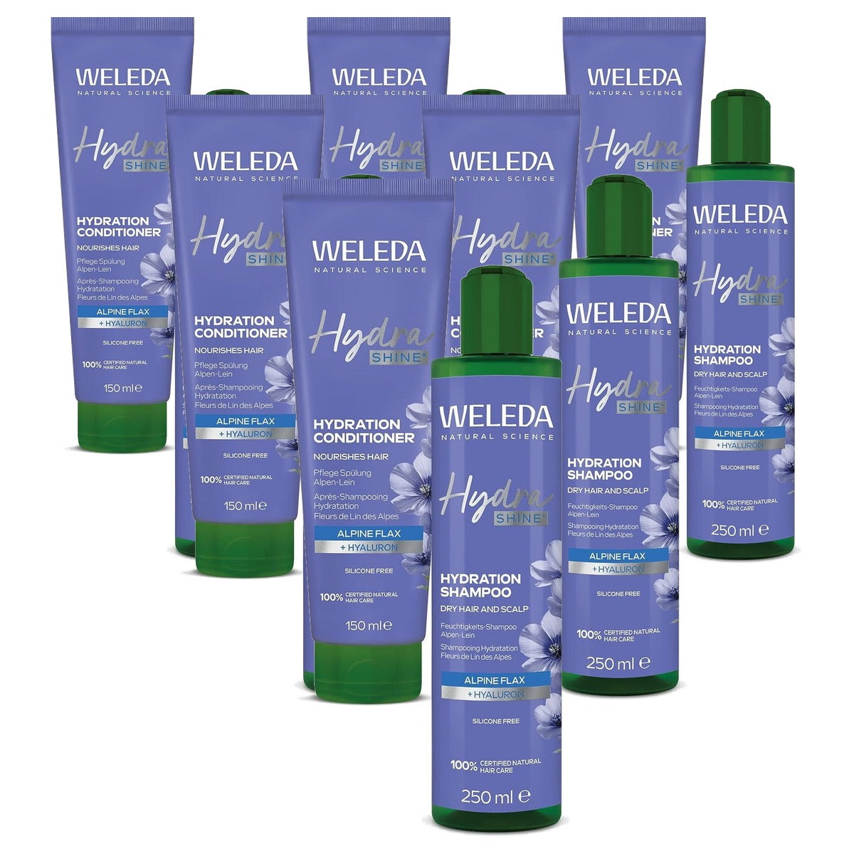 Weleda Bio Hydra Shine Shampoo & Conditioner Set 250 ml + 150 ml - 6-pack