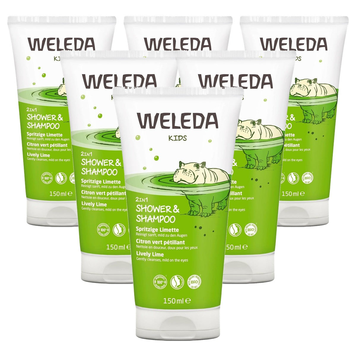 Weleda Bio Kids 2-in-1 Shower & Shampoo Limoen 150 ml - 6-pack