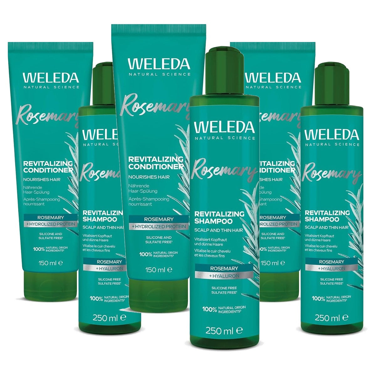 Weleda Bio Rozemarijn Shampoo & Conditioner Set 250 ml + 150 ml - 3-pack