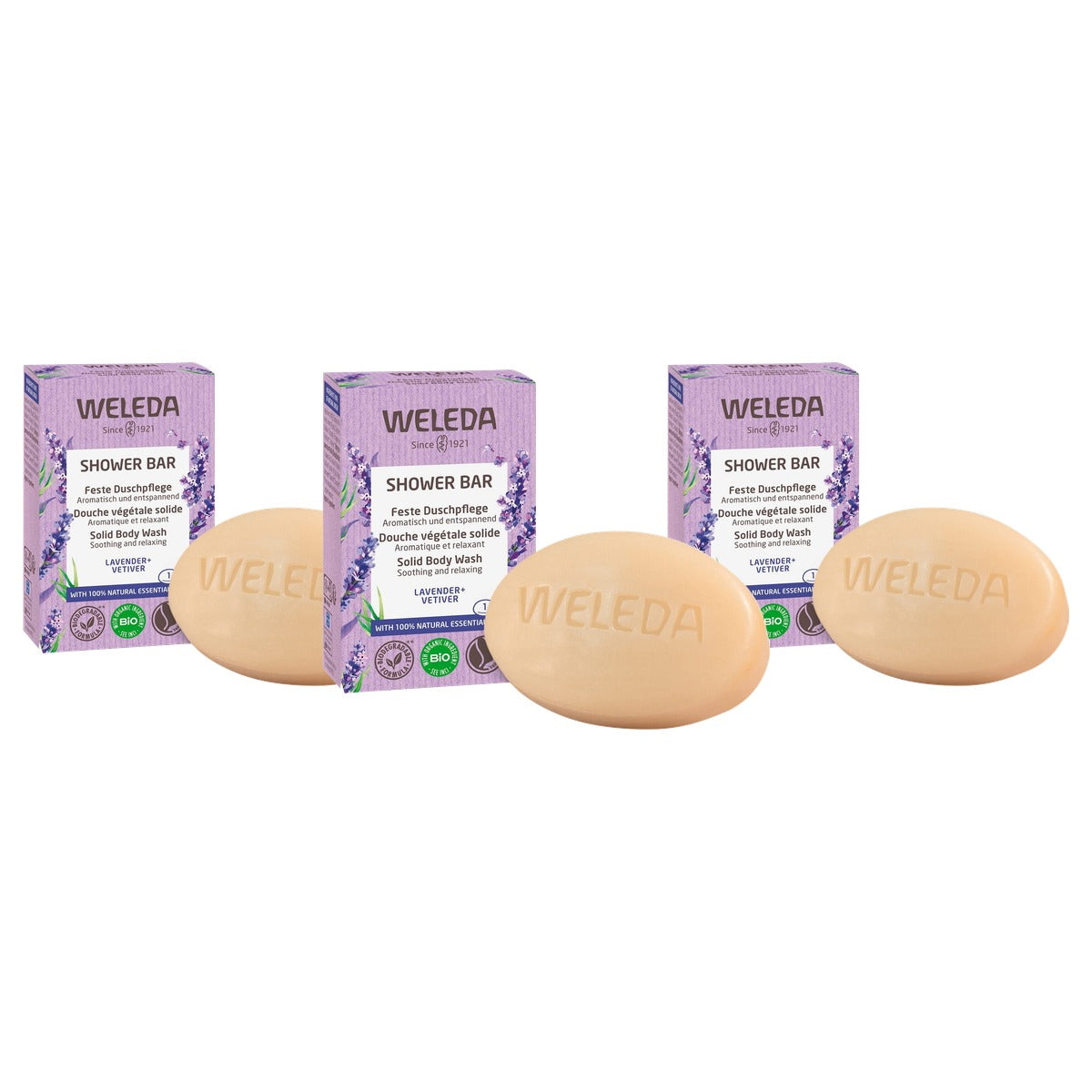 Weleda Bio Shower Bar Lavendel & Vetiver 75 g - 3-pack