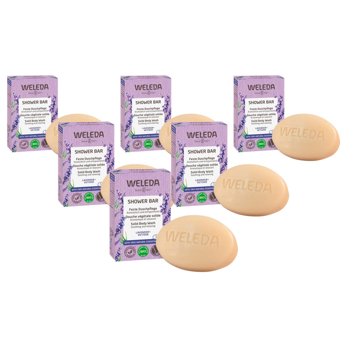 Weleda Bio Shower Bar Lavendel & Vetiver 75 g - 6-pack
