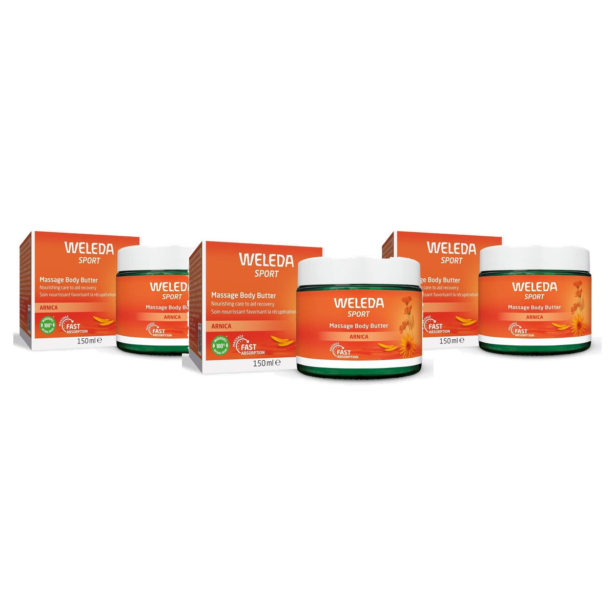 Weleda Bio Sport Massage Body Butter Arnica 150 ml - 3-pack