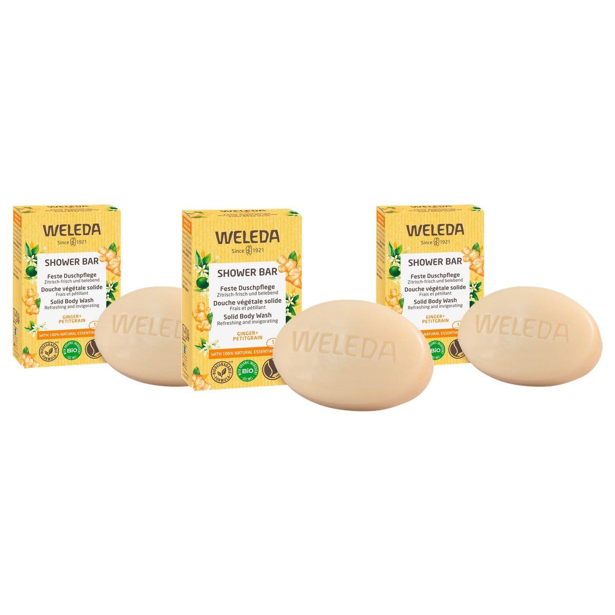 Weleda Bio Vaste Douchegel Gember & Petitgrain 75 g - 3-pack