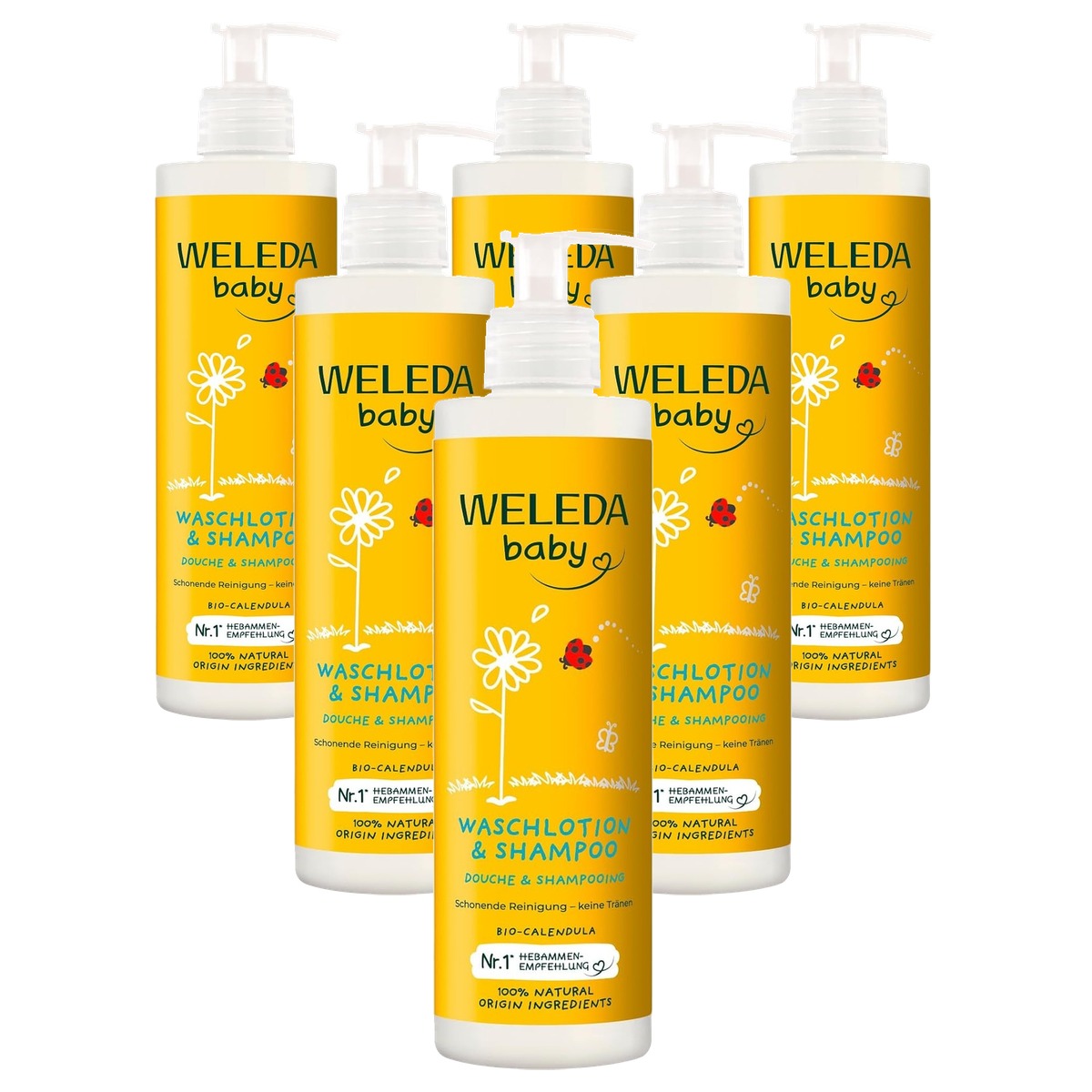Weleda Bio Calendula Baby XL Waslotion & Shampoo - 6-pack