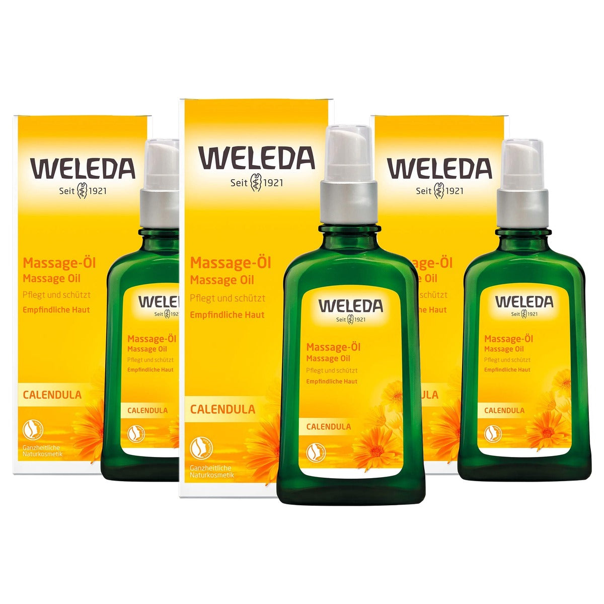 Weleda Calendula Massageolie Gevoelige Huid 100 ml - 3-pack