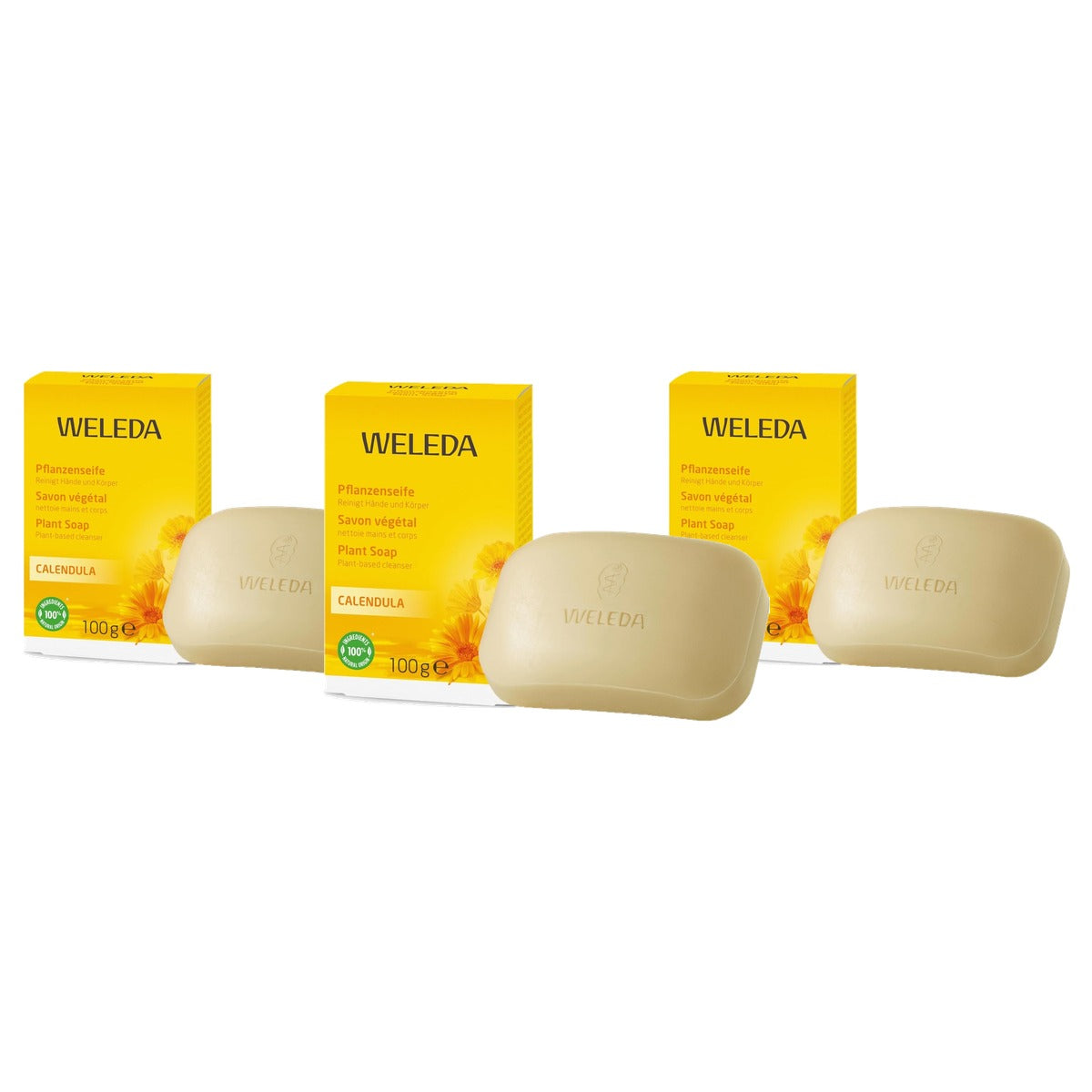 Weleda Calendula Plantaardige Zeep 100 g Gevoelige Huid - 3-pack