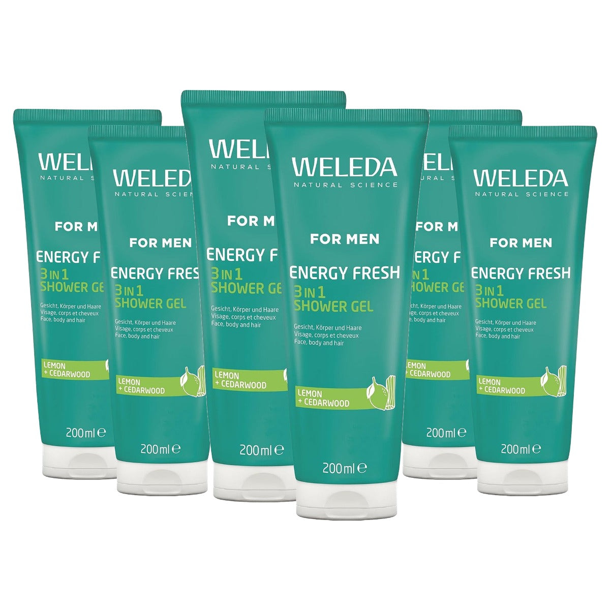 Weleda for Men 3-in-1 Douchegel & Shampoo Energy Fresh 2 x 200 ml - 3-pack