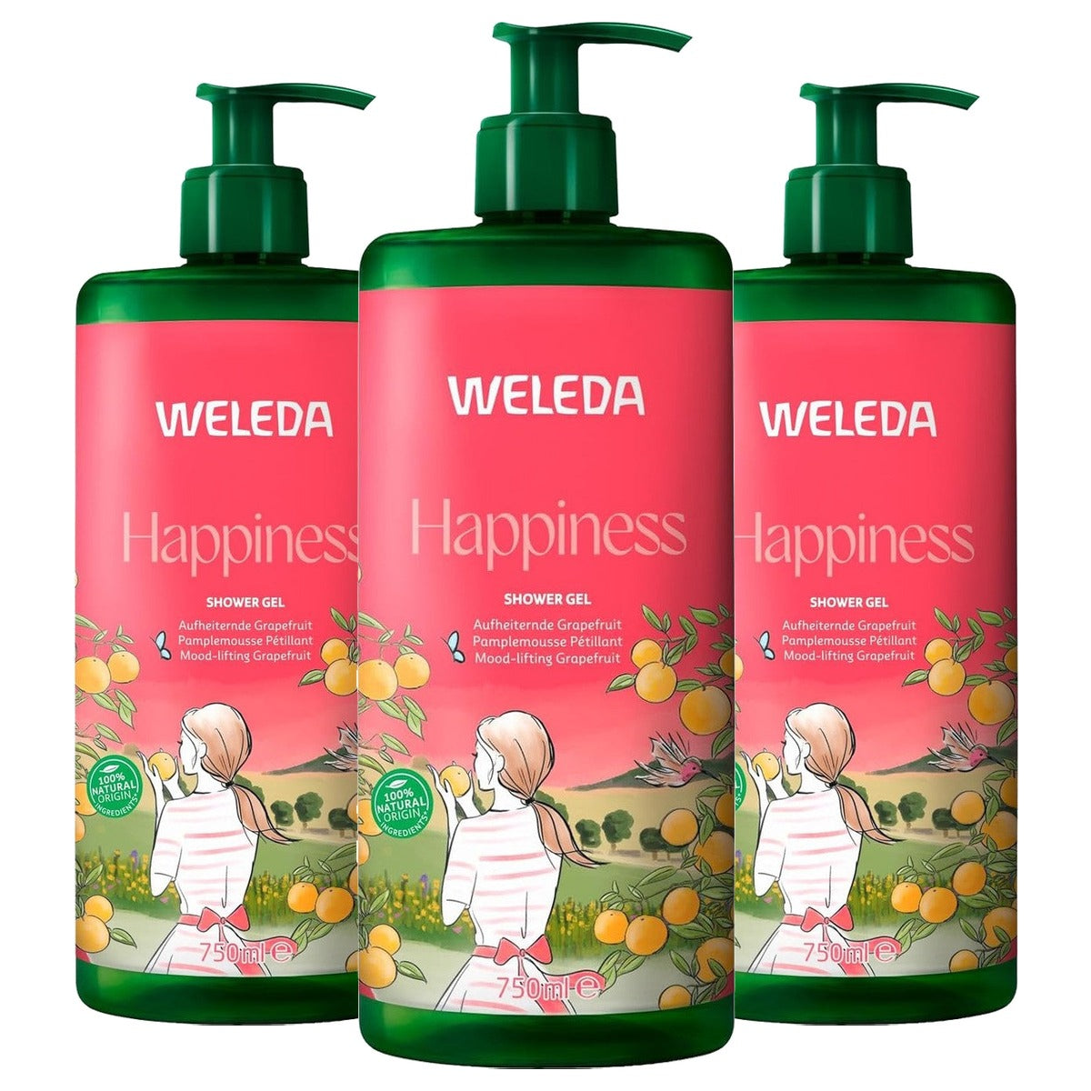 Weleda Aroma Shower Happiness Douchegel 750 ml - 3-pack