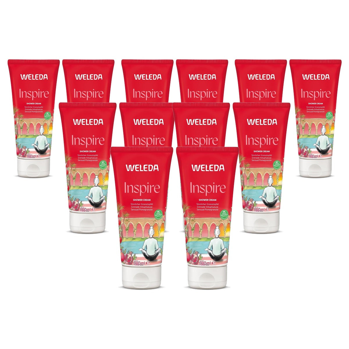Weleda Bio Inspire Douchegel Granaatappel Sinaasappel-Vanille 2 x 200 ml - 6-pack