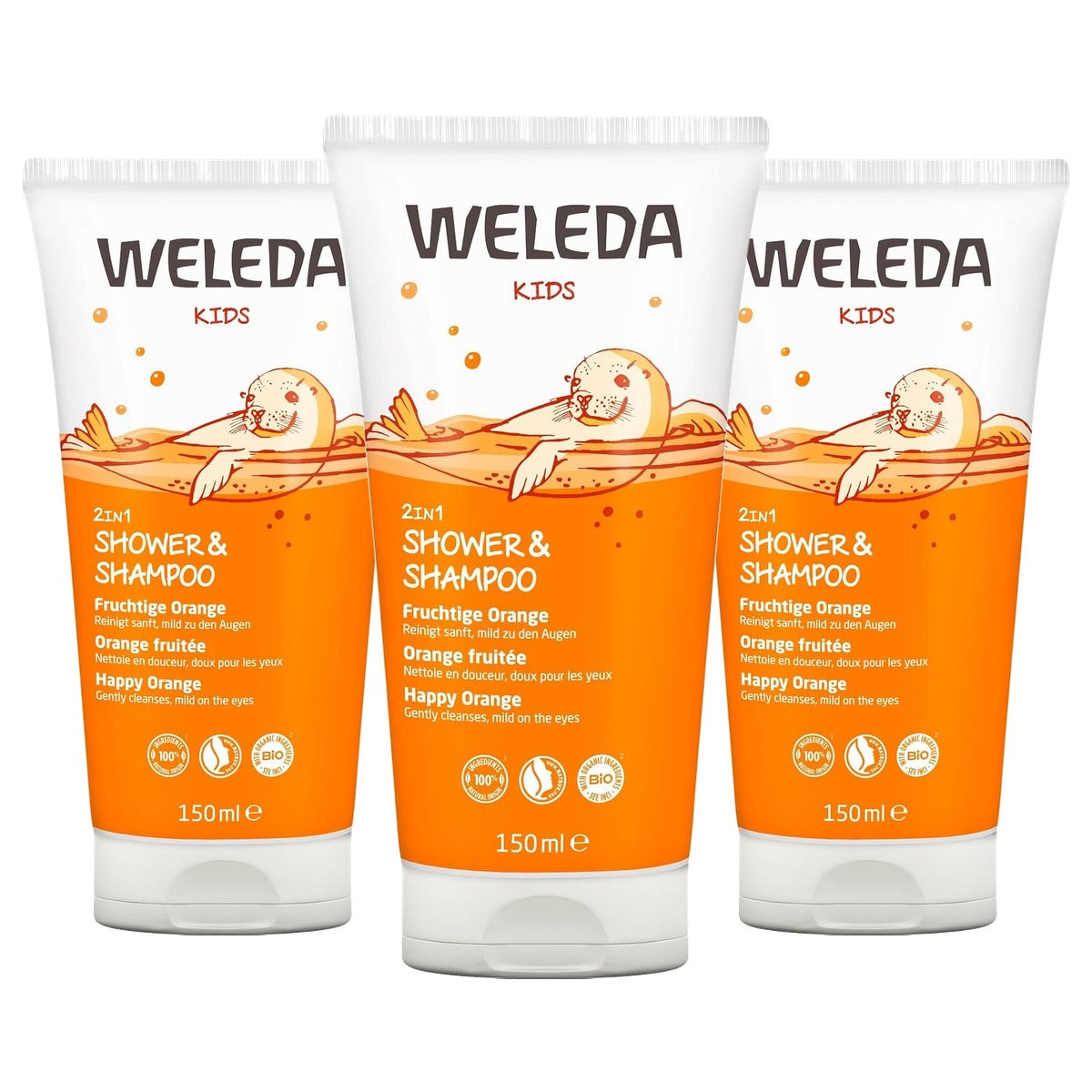 Weleda Bio Kids 2-in-1 Douche en Shampoo Sinaasappel 150 ml - 3-pack
