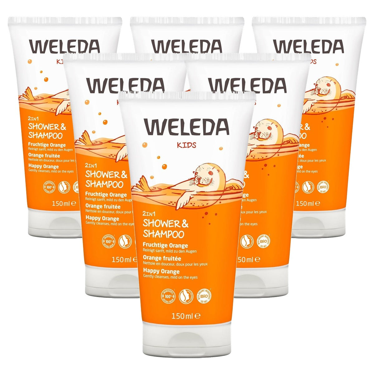 Weleda Kids 2in1 Shampoo & Body Wash Blije Sinaasappel 150 ml - 6-pack