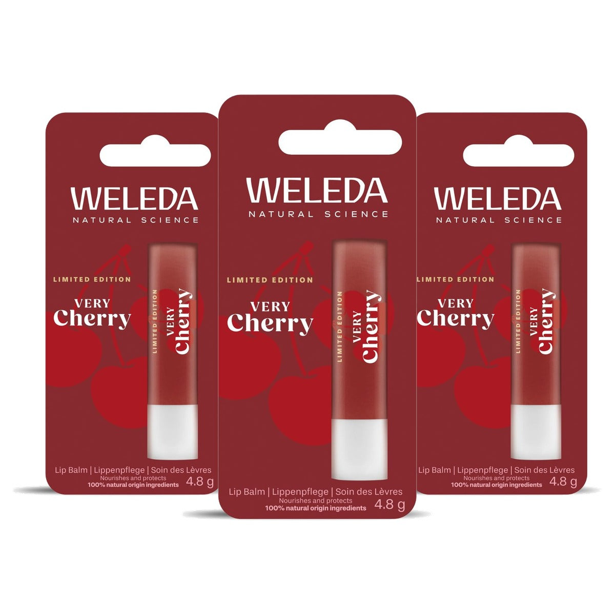 Weleda Skin Food Very Cherry Lippenbalsem Limited Edition 4,8 g - 3-pack