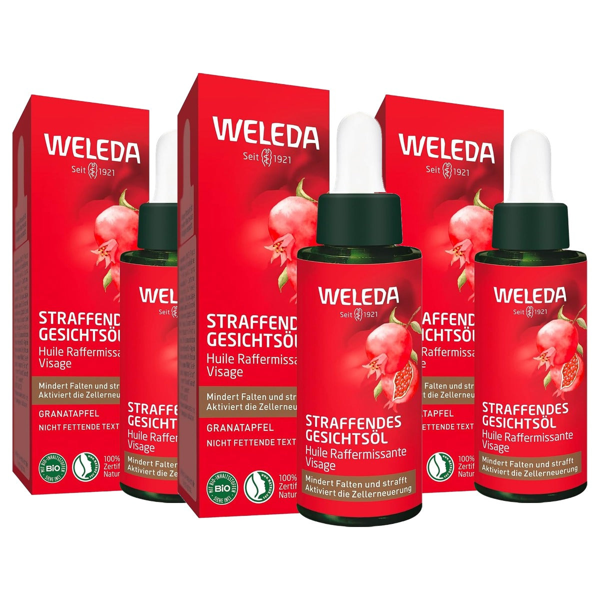 Weleda Verstevigende Gezichtsolie Granaatappel & Arganolie 30 ml - 3-pack