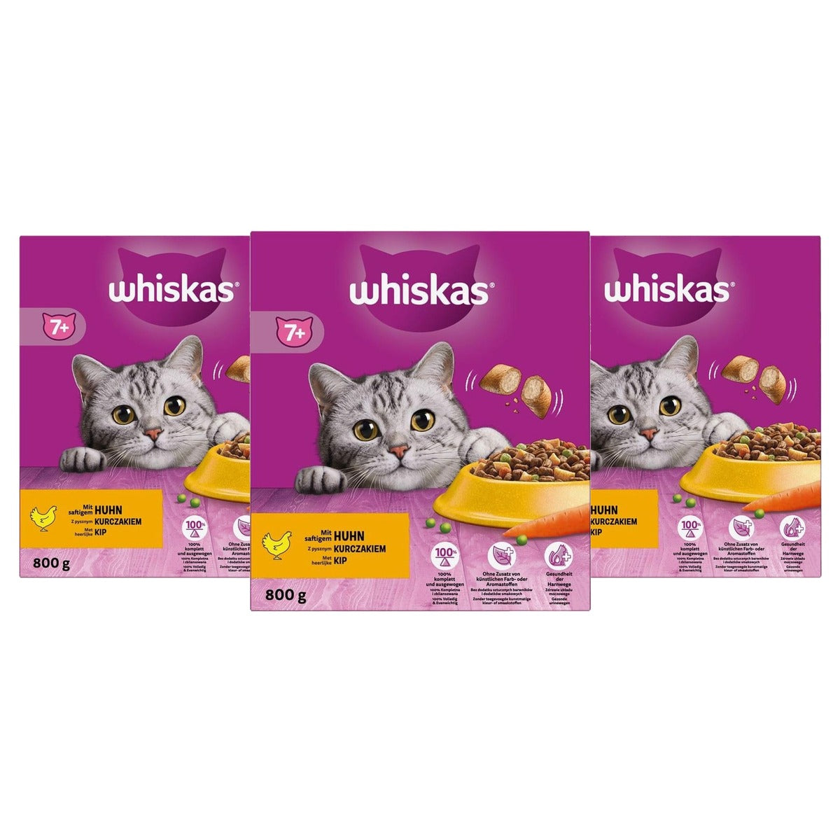 Whiskas 7+ droogvoer kat kip 800 g - 3-pack
