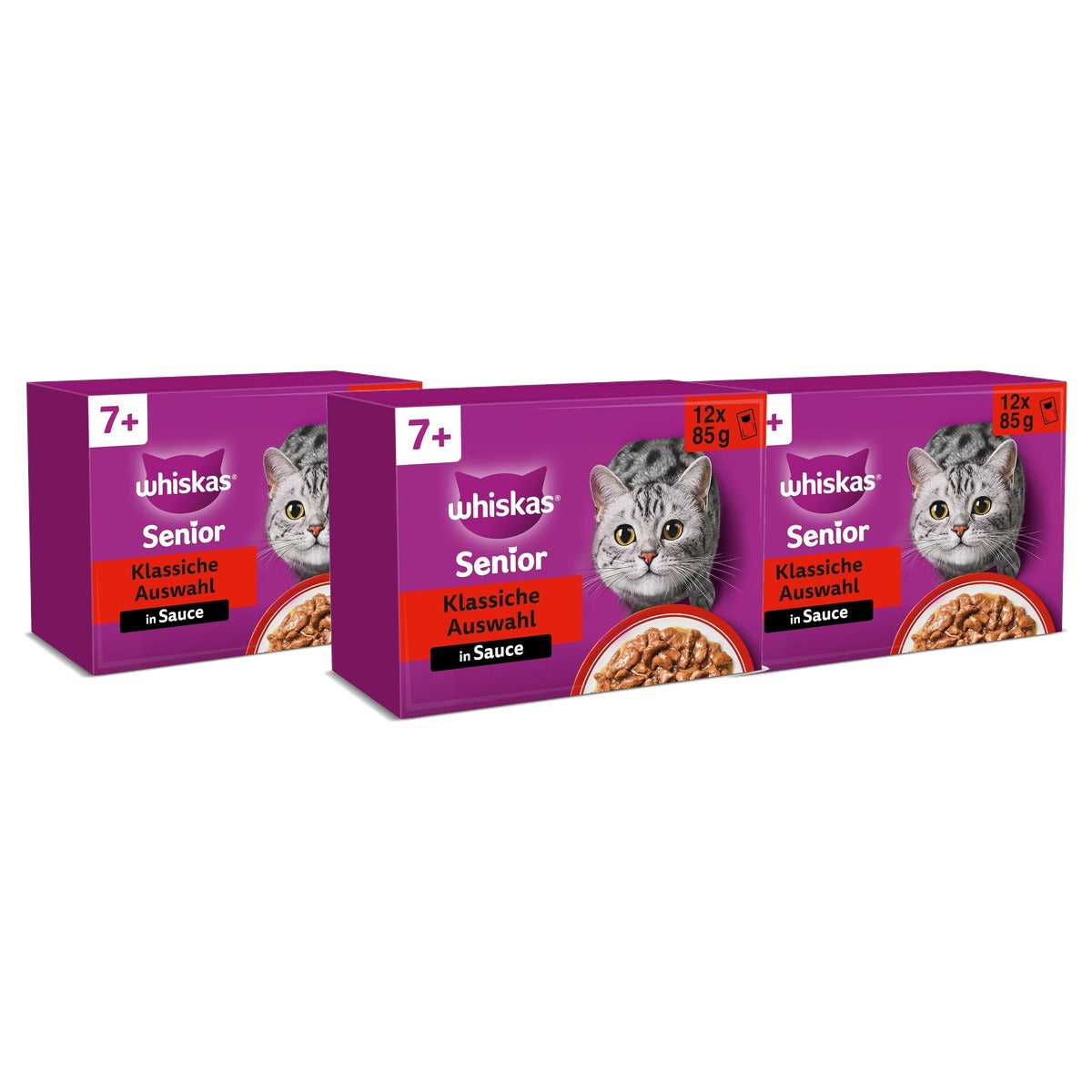 Whiskas 7+ natvoer kattenvoer klassieke keuze 48 x 85 g - 3-pack