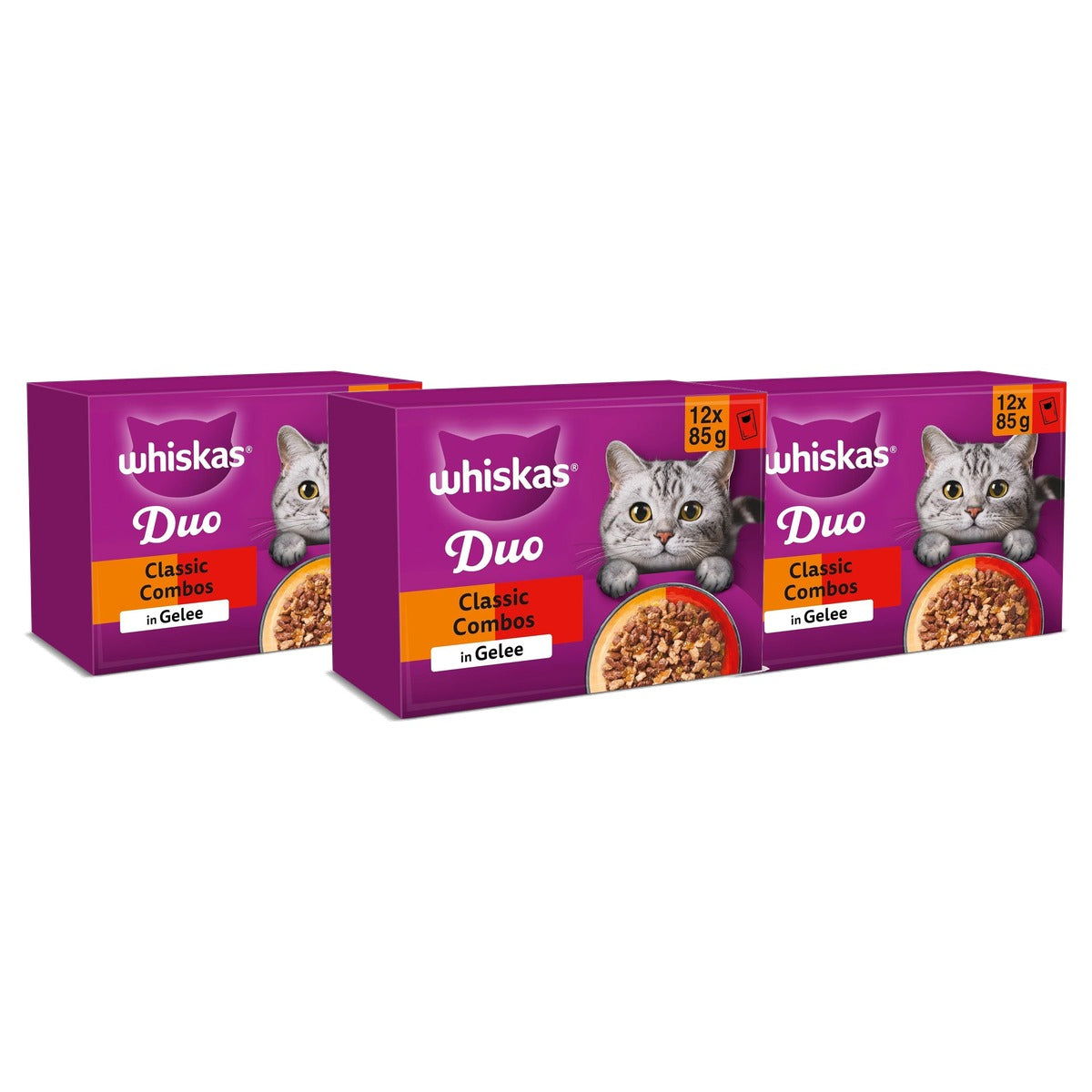 Whiskas Duo natvoer kattenvoer Classic Combo in gelei 12 x 85 g - 3-pack