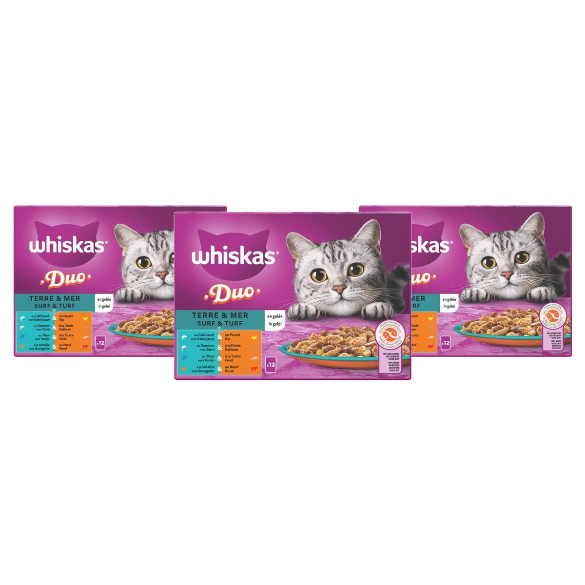 Whiskas Duo Land & Zee natvoer kattenvoer 12 x 85 g - 3-pack
