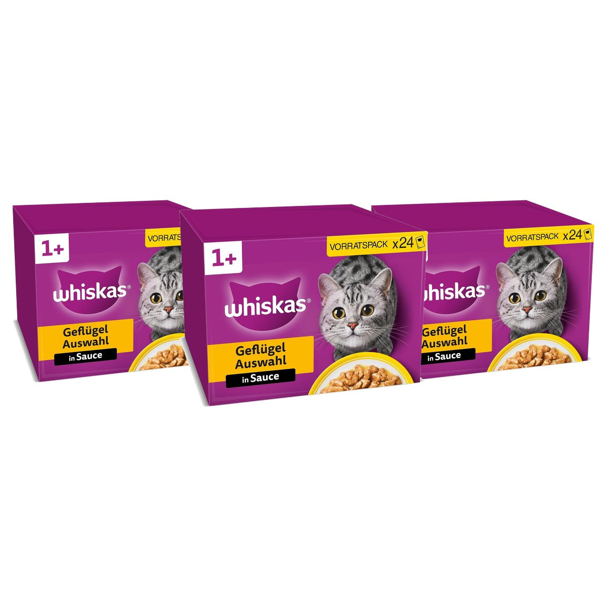 Whiskas natvoer kattenvoer gevogelte selectie 2 x 24 x 85 g - 3-pack