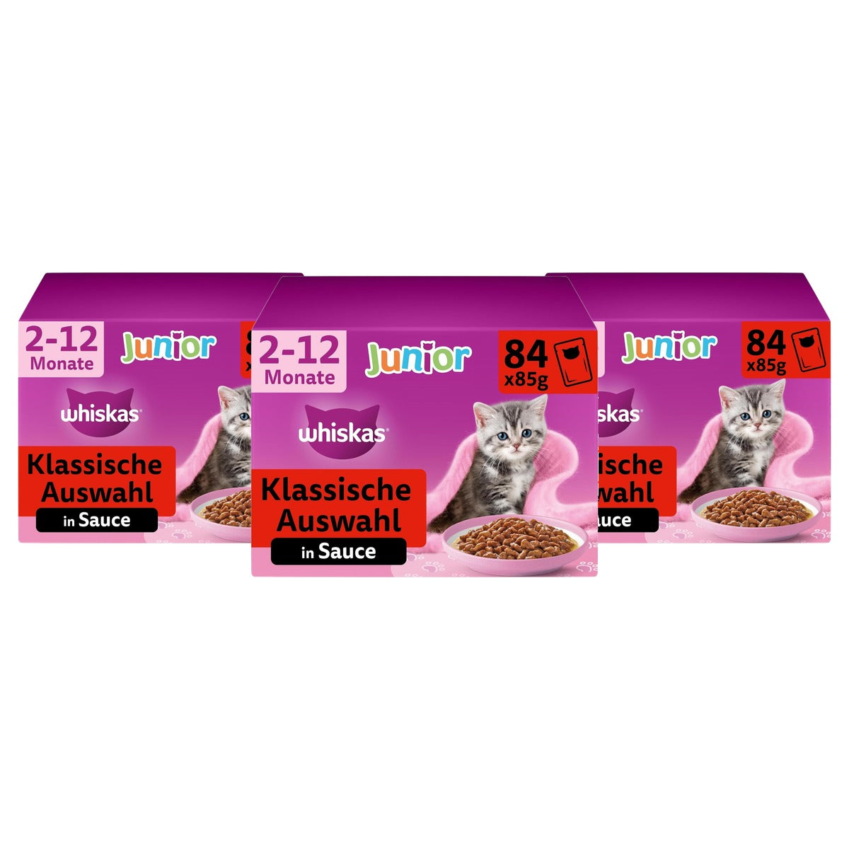 Whiskas Junior natvoer kattenvoer klassieke selectie 84 x 85 g - 3-pack