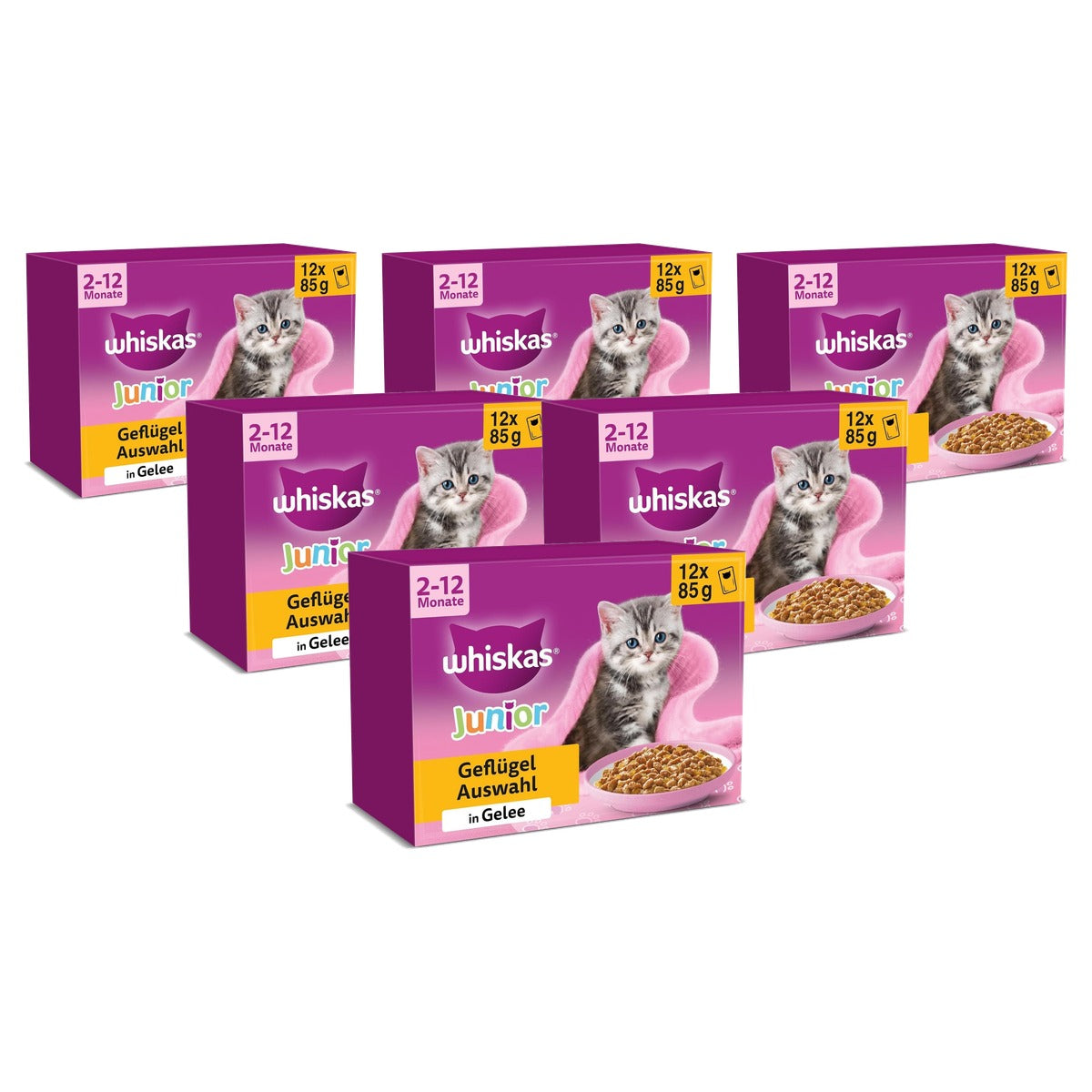 Whiskas Junior natvoer kattenvoer pluimvee selectie in gelei 12 x 85 g - 6-pack