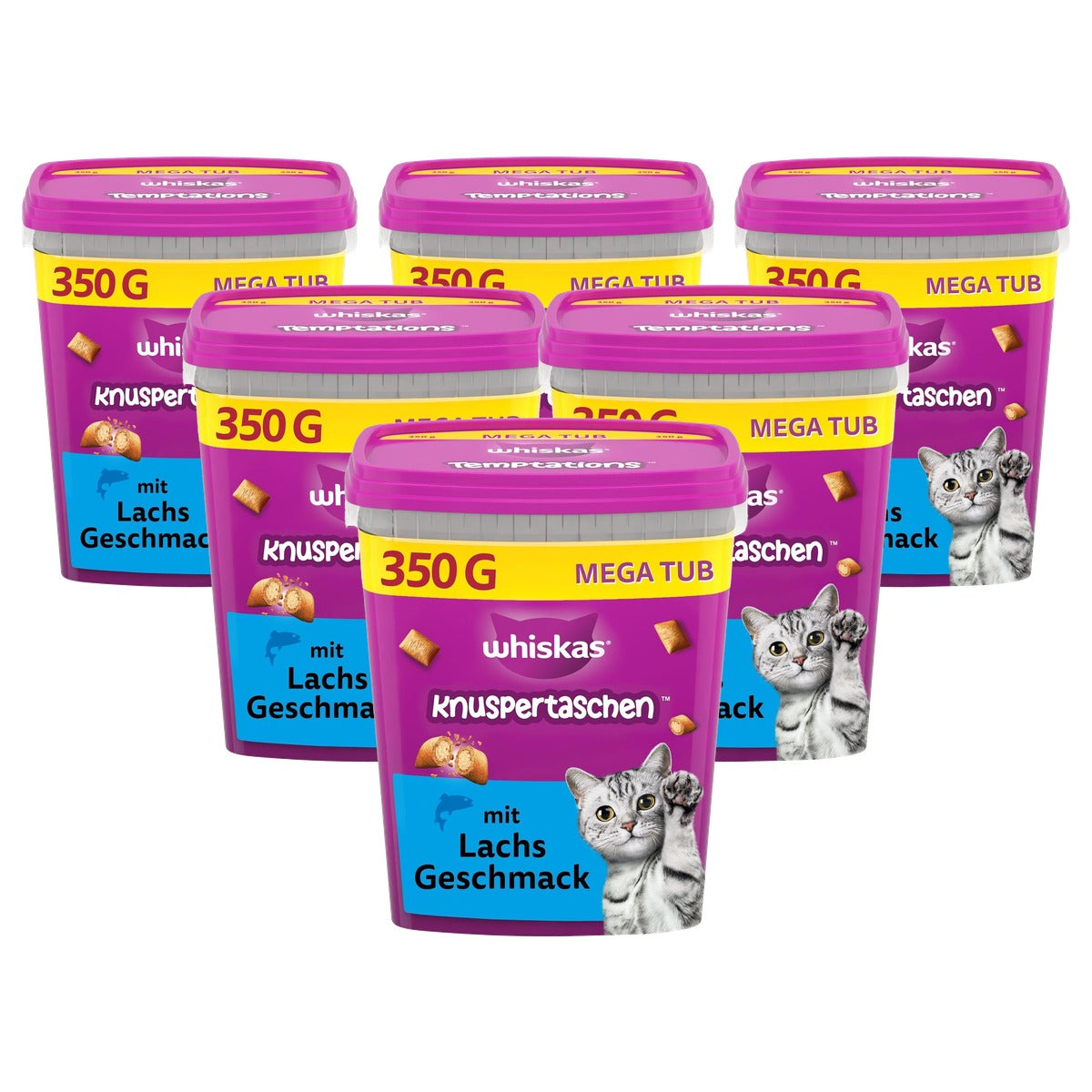 Whiskas Knuspertaschen kattensnack zalm 2 x 350 g - 6-pack