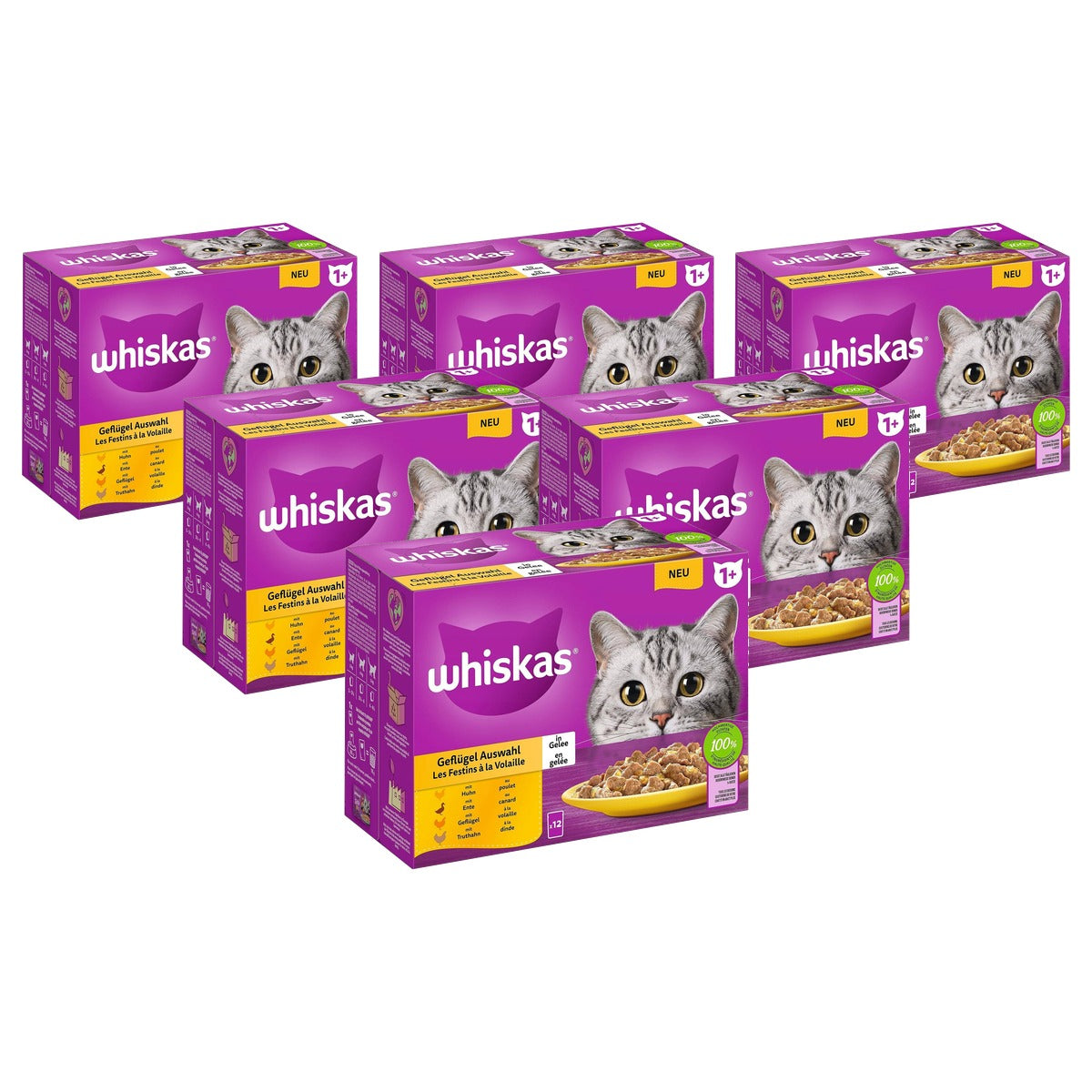 Whiskas natvoer kattenvoer gevogelte in gelei 12 x 85 g - 6-pack